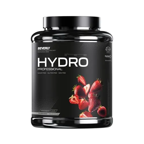 Beverly HYDRO PROTEIN - Proteína hidrolizada de suero whey con Digezyme y Tolerase L - 2 Kg - 55 servicios - Excelente Digestibilidad - Aumento de la masa muscular (2 Kg, Fresa)