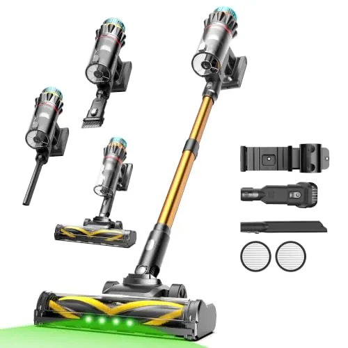 Vexilar Aspiradora sin Cable V14Pro 60kPa/60Min, Autoportante,Multiusos Accesorios,Depósito de 1L,Batería Extraíble,Fácil Maneja,Ligero,Aspiradora Escoba para Suelos/Alfombras/Pelos/Coche
