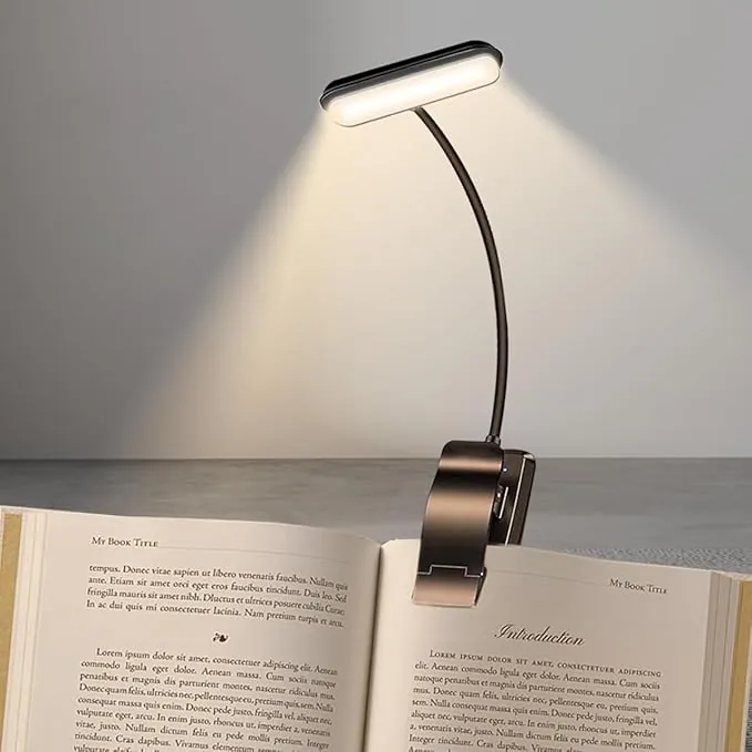 Luz lectura de libro con pinza de 5 leds, cuello flexible ajustable 360º, 3 pilas AAA NO incluidas, Lámpara portátil noche cama escritorio infantil estudiar (3 Pilas AAA NO incluidas)