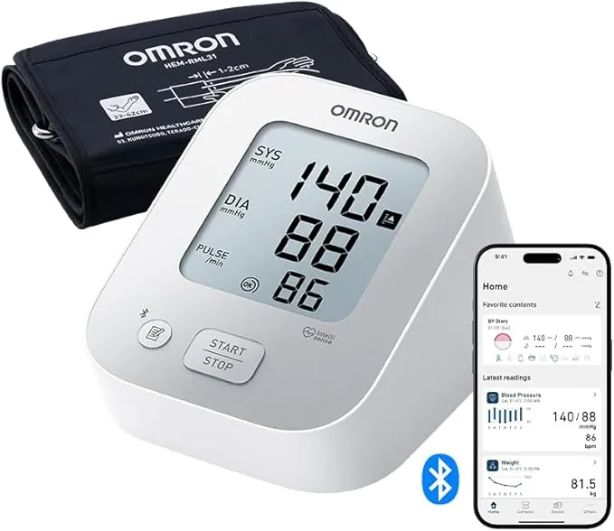 OMRON X2+ Connect - Tensiómetro de brazo - Indicador de hipertensión y detección de latido irregular - Conexión Bluetooth - Memoria de hasta 30 lecturas - Validado clínicamente-Garantía 5 años-22-42cm