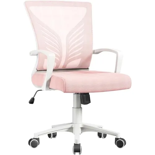 Yaheeetch Silla de Oficina Silla Malla Giratoria Silla Escritorio Rosa