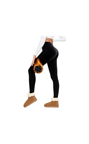 Leggings Térmicos Mujer Pantalones Invierno Cintura Alta Pantalón Elástico | Leggins Deportivos mujer Pantalones Térmicos Leggins Termicos Mallas de Deporte para Gimnasio Yoga y Entrenamiento Negro S
