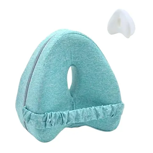 Almohada Ortopédica para Pierna y Rodilla, Cojín Ergonómico con Espuma Viscoelástica, Almohada para Dormir Posicionadora para Embarazadas Alivia Dolores de Piernas, Cadera y Articulaciones. (Azul)
