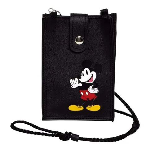 ARDITEX - Bolsa de Colgar Infantil con Cierre de Clip de Disney Mickey Mouse - 11x16x3.5cm - Color Negro