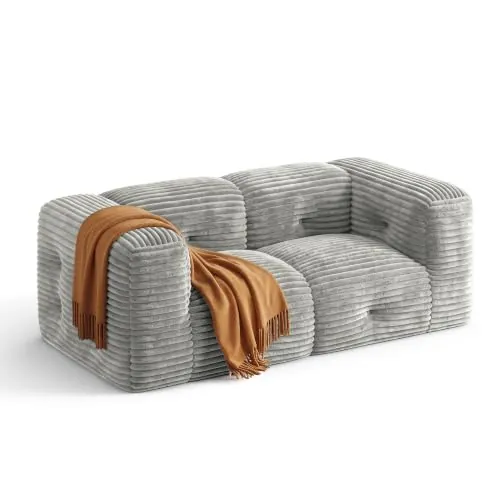 Xbro Sofá 2 Plazas, Sin Montaje, Tela Pana, 182 cm x 95 cm x 60 cm, Gris