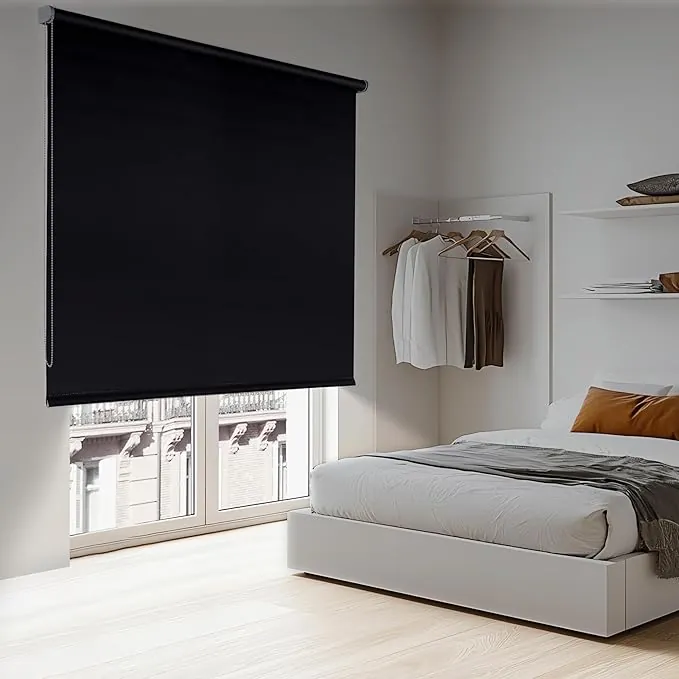 Estores enrollables Opacos con Tejido de Calidad. Estor Opaco Blackout Persiana Opaca Que aporta Oscuridad. Cortinas Dormitorio Opacas Novedad STORESDECO | Negro 180 x 250 cm
