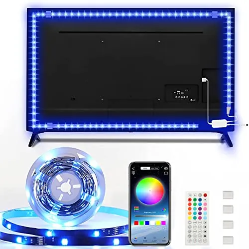 Enteenly Tira LED TV 5m, Luces LED Retroiluminación de TV RGB 5050 LED USB con Aplicación y Control Remoto para TV de 55–75 Pulgadas, Cine en Casa, Dormitorio