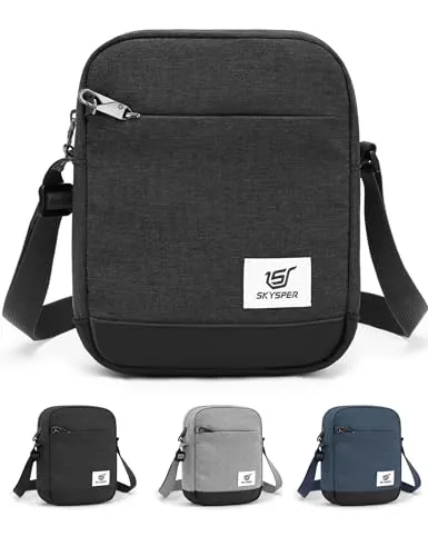 SKYSPER URBANX3 Bandolera Hombre Antirrobo - Bolso Portátil, Deportivo y para Viaje, Bolso Mensajero (negro)