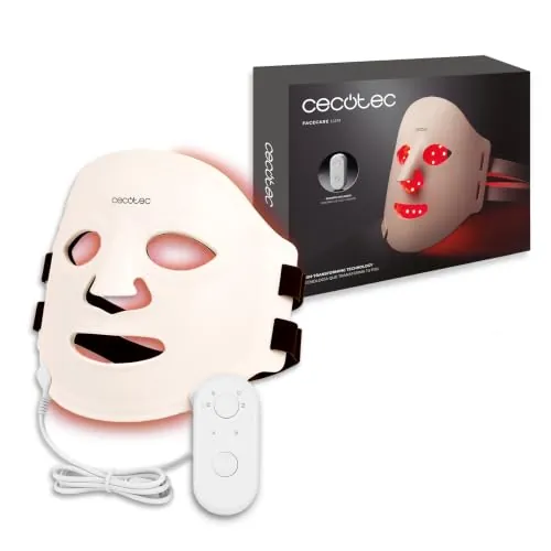 Cecotec Máscara Facial LED 9 Colores - 360 Ptos Luz FaceCare LÜM Champagne
