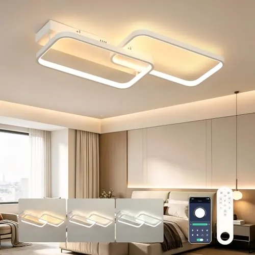 OTREN Lámpara de Techo LED Regulable Moderno 61cm 40W con Control Remoto, 3000K-6500K Plafón LED con Memoria y Luz Nocturna para Salón, Dormitorio, Cocina y Comedor
