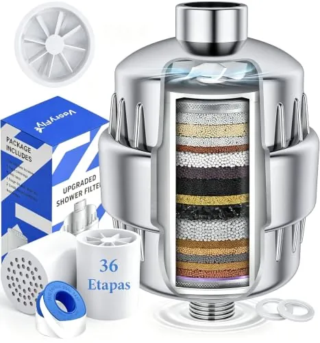 VeoryFly Filtro Ducha Alto Rendimiento con 2 Blanco Cartuchos