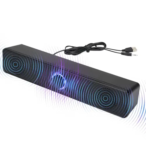 Genérico Barra De Sonido para TV - De Cine En Casa Soundbar,de Sonido Inalámbrico con Graves Profundos y Aumento de Volumen para TV, Portátil, Proyector, Juegos y PC