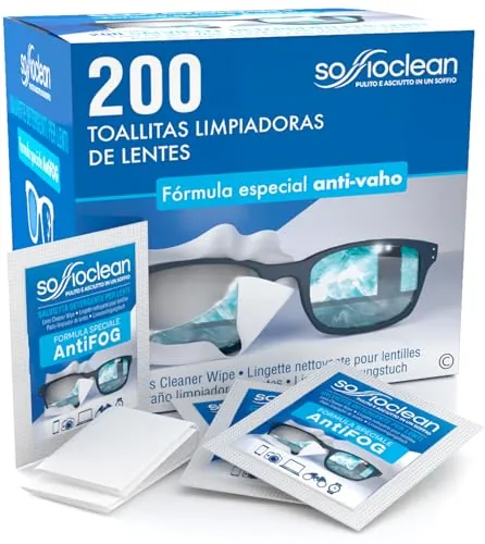 200 Toallitas Desechables Limpia Gafas Limpieza de Pantalla Lentes y Movil