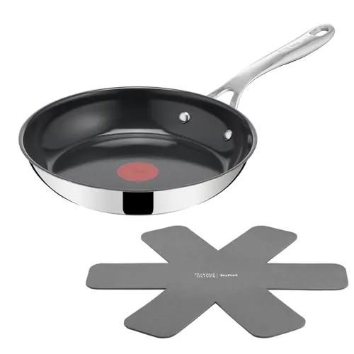 Tefal Jamie Oliver Cerámica - Sartén 24 cm + Protector de sartén | Sartén 24 cm, Antiadherente cerámico, Thermo-Spot, Mango acero inoxidable, Apto inducción y horno, Cerámica