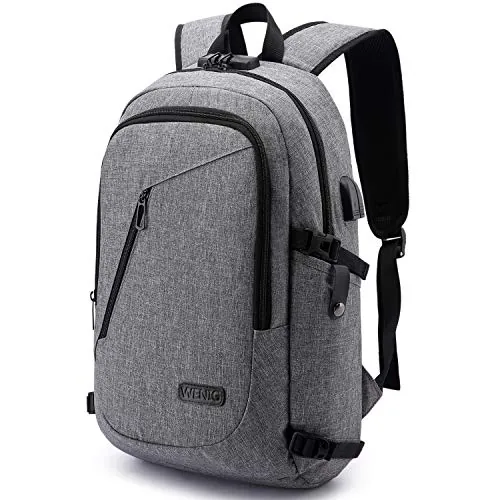 Mochila antirrobo, mochila para laptop de negocios con puerto de carga USB y puerto de auriculares con bloqueo, bolsa delgada resistente al agua, mochila para computadora portátil de 15.6 pulgadas