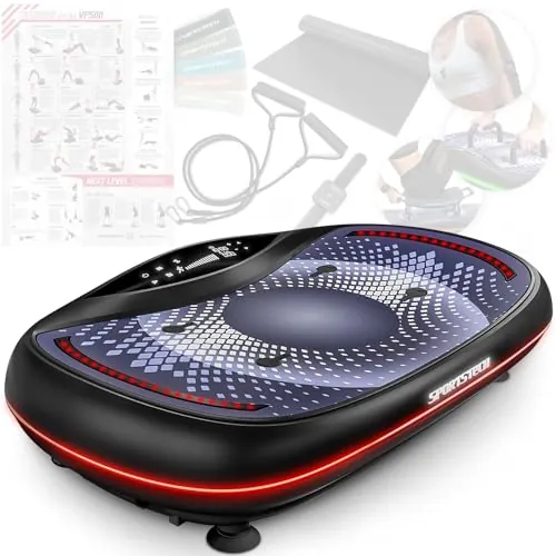 Sportstech - VP500 Plataforma Vibratoria, 4D Premium Plataforma Vibraciãn Muscular, Smart Plataforma Vibratoria Fitness con Digital Touch Integrado, Accionado por 3 Motores, 60 Niveles de Velocidad
