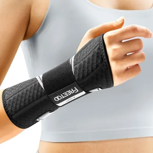 FREETOO Muñequera Túnel Carpiano Nocturna, Férula de Doble Soporte | Forro ultrafino y cómodo. Diseño de correa única para ajuste rápido. Ideal para esguinces, tendinitis y artritis.