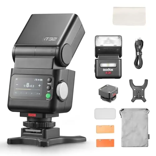 Godox iT32 con X5-C Kit de Flash para Cámara Canon, Diseño Desmontable de Zapata Caliente Magnética/Disparador con TTL y HSS, Sincronización Multi-Flash 2.4G, Batería Integrada, Pantalla Táctil