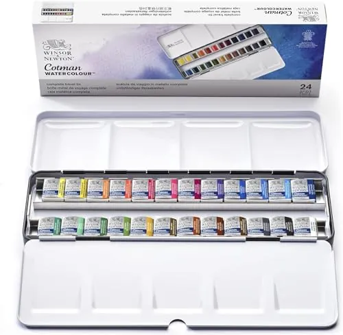 Winsor & Newton acuarela Cotman - Caja de acuarela Sketcher - set de 24 medio godets, colores surtidos
