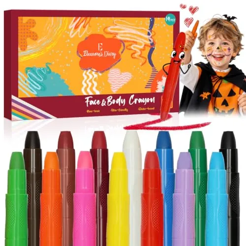 Halloween Pinturas Cara para Niños, 14 Colores, Seguro y No Tóxico Lavables