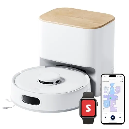 SwitchBot K11+ Robot Aspirador con fregona, 6000 Pa de succión, 90 días de Recogida de Polvo, autovaciado LDS Mapeo Inteligente diseño Delgado de 3,6 Pulgadas, Compatible con Apple Home Alexa Google