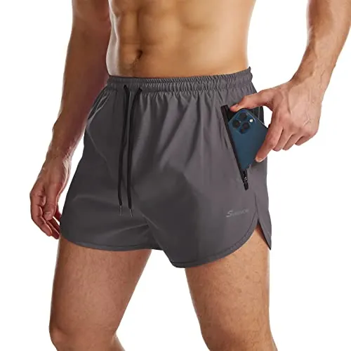 Suwangi Hombres Pantalónes Cortos de Deportivos con Bolsillo Cremallera