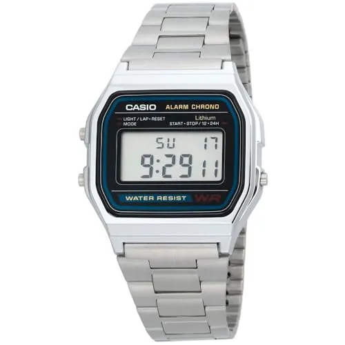 CASIO A158 - Unisexo-adultos, Reloj de Pulsera de Acero Inoxidable, Pulsera