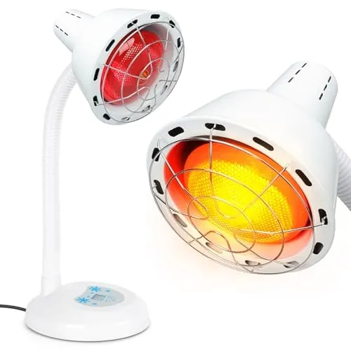 Rkdely Lámpara de luz roja 275 W con rejilla protectora, 10 niveles de