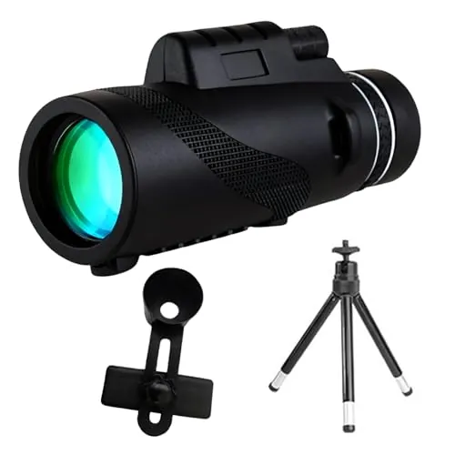 Monoculares negros de 80 x 100 unidades. El paquete estándar incluye soporte para smartphone y accesorios de trípode (negro)