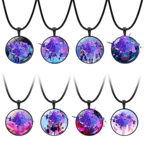 Zueyen 8 collares de chica de cristal de anime con colgante de piel, para adolescentes, mujeres, accesorios para fiestas
