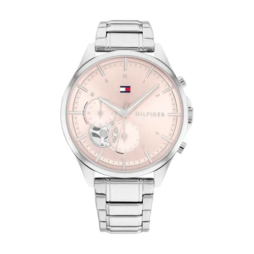 Tommy Hilfiger Reloj Analógico de Cuarzo Multifunción para Mujer con Correa de Acero Inoxidable Plateada - 1782414