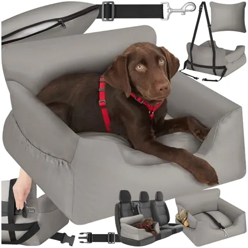tectake® Asiento de Coche para Perros Acolchado, Universal, 2 Bolsillos