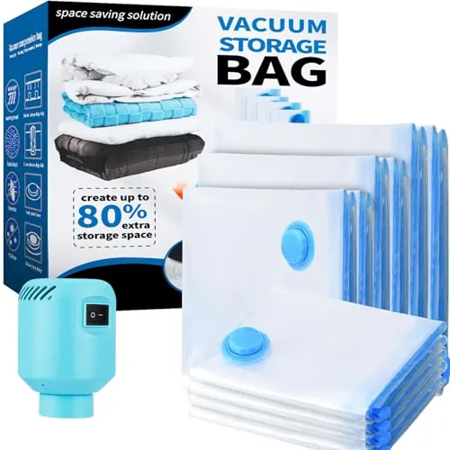 Bolsas de Almacenaje al Vacio 2XL+2L+2M+4S con bomba de aire eléctrico