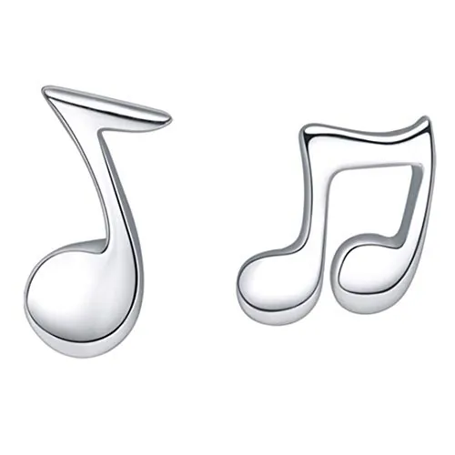 Pendientes Belons de plata de ley 925 con diseño de nota musical encantadora, mini para mujeres y niñas