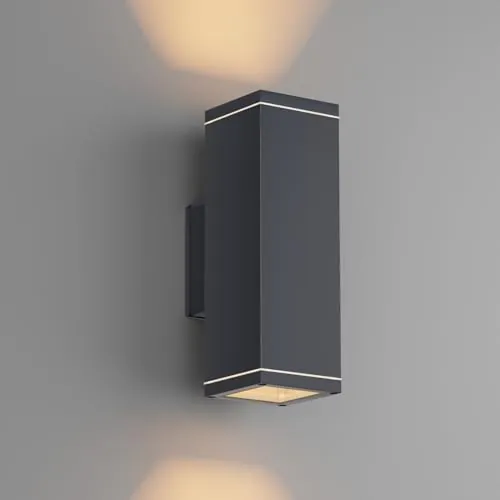 Klighten Aplique de Exterior Arriba Abajo, Luz Pared Exterior/Interior IP65 Lámpara Pared Aluminio Moderna para Entrada Terraza, Casquillo GU10, 26 x 13 cm, Bombilla no Incluida, Antracita