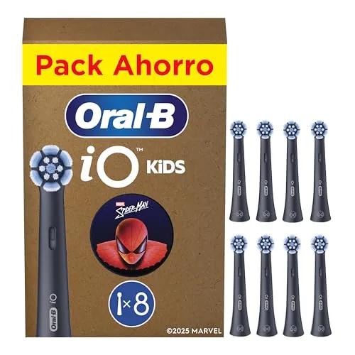 Oral-B iO Kids Marvel Spiderman Recambios para Niños+6 Años, Pack de 8