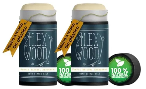 The Ilex Wood - Desodorante natural suave con aceites cítricos - Paquete de 2 (2 x 70 ml). Sin plástico ni alcohol, sin bicarbonato de sodio, sin crueldad animal, sin toxinas ni sales de aluminio.