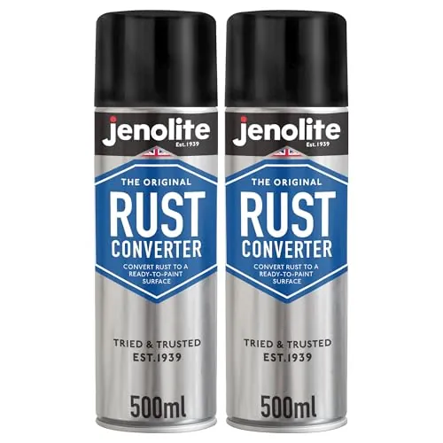 JENOLITE Spray Convertidor de Óxido | 2 x 500ml | TRATAMIENTO DE ÓXIDO | Convertidor de óxido Ideal para Autos y Metal Oxidado, Aerosol Convertidor e Imprimación | Fórmula a base de epoxi