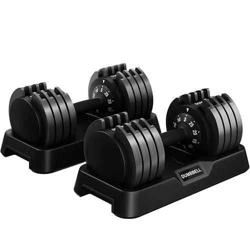Yaheetech 2 Mancuerna Ajustable 5 en 1, Dumbbells Pesas Regulables 5-25kg