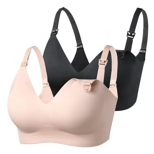 momcozy Sujetador Lactancia sin Costuras, Sujetador sin Aros y Acolchado de Forma Natural, Cómodo y Suave para Embarazo, Lactancia, Dormir y Uso Cotidiano