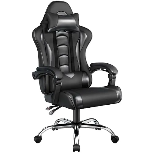 Yaheetech Silla Gaming con Masajeador Silla Oficina Ergonómica Negro