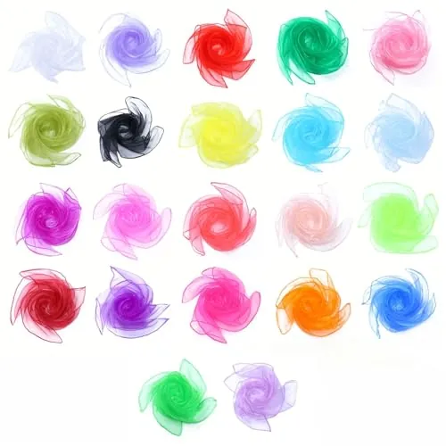 Xynovate 22 Pañuelos de Malabares, Pañuelos de Danza en Tela Chiffon Ultraligera para Espectáculos, Danza y Terapia Sensorial