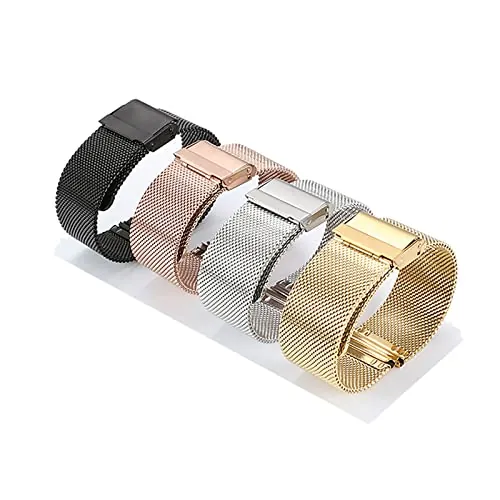 Generico Correa de metal para reloj mujer niña universal plata oro rosa negro – 14 mm 16 mm 18 mm 20 mm 22 mm – Malla metálica de liberación rápida acero inoxidable recambio M3, 18mm