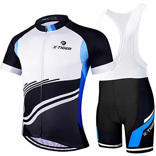 X-TIGER Hombres de Bicicleta con 5D Gel Acolchado MTB Ciclismo Maillots Tirantes Culotte Pantalones Cortos Culotes
