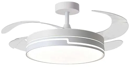 BEL AIR HOME - Ventilador de Techo Robin - Motor DC Silencioso - Luz LED 36W 3 Temperaturas - Aspas Desplegables - Mando a Distancia - Ventilador de Techo con Luz, Blanco, Metal
