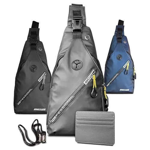 TERSAM Bandolera Unisex - Bolso de Pecho - Bolso Cruzado Multiusos - Mochila Pequeña de Hombre con Puerto Usb - Bandolera ligera, Ideal para Viaje y Deporte. (Gris)
