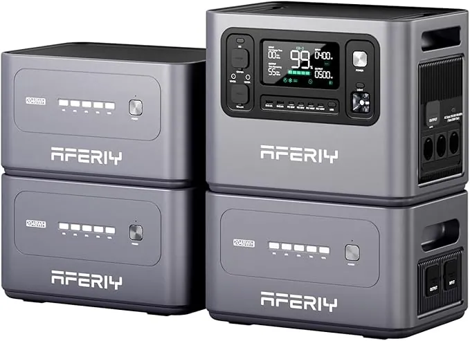 AFERIY Estacion Energia Portatil 2800 W, con 3 baterías adicionales, Portable Power Station 8192 Wh, Capacidad Ampliable, Generador Solar para Camping, Hogar, Viajes, Para Autocaravanas, Emergencia