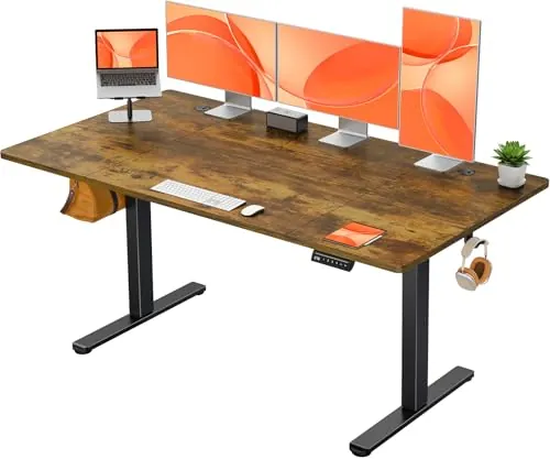 ErGear Escritorio Elevable Eléctrico, Escritorio Ajustable en Altura, Mesa Elevable con Panel Inteligente de 4 Memorias, Mesa Escritorio Oficina en Casa con Tablero Ensamblado (140 x 70 cm, Marrón)
