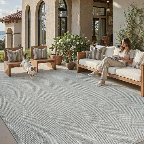 PureCozy Alfombra Exterior 200x300cm Gris Lavable