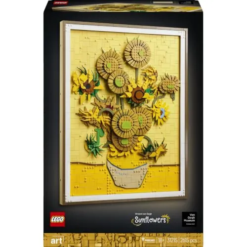 LEGO Art Vincent Van Gogh: Los Girasoles 31215 | Set para adultos, maqueta 3D de obra de arte, flores artificiales y decoración del hogar, regalo de cumpleaños, 2615 piezas